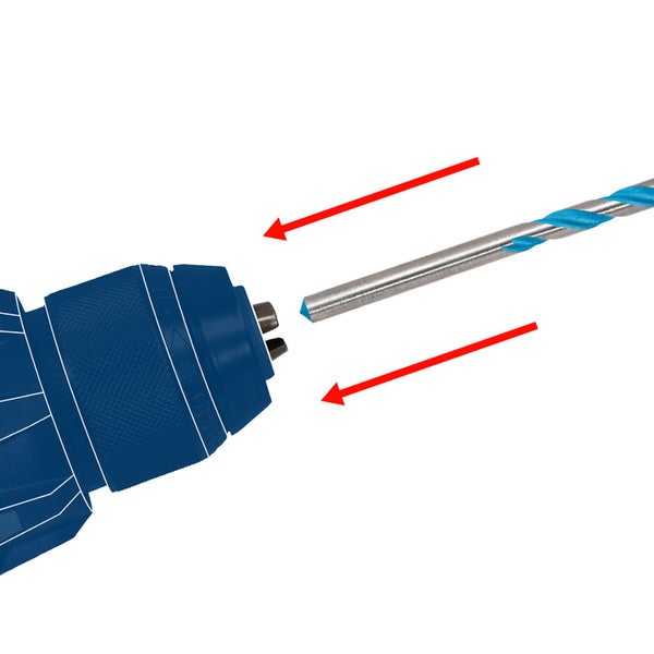 Bohrmaschine mit eingesetztem Bohrer