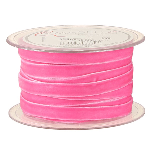 Spule mit pinkfarbenem Samtband, 10 mm breit, 20 Meter lang