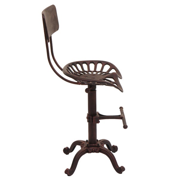 Barhocker im Traktor-Stil mit Rückenlehne und Fußstütze