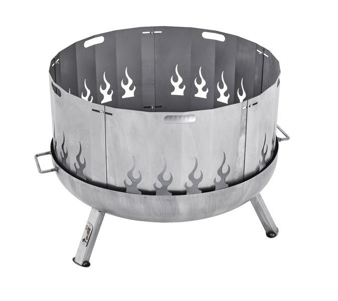 Feuerkorb aus Metall mit Flammenmuster