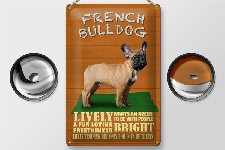 Blechschild Spruch 20x30cm French Bulldog Hund lively