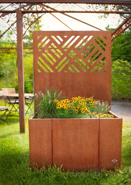 Pflanzkübel mit Rankgitter ELEO Vernazza mit Liro 40 x 80 x 120 cm Rankkasten aus Cortenstahl
