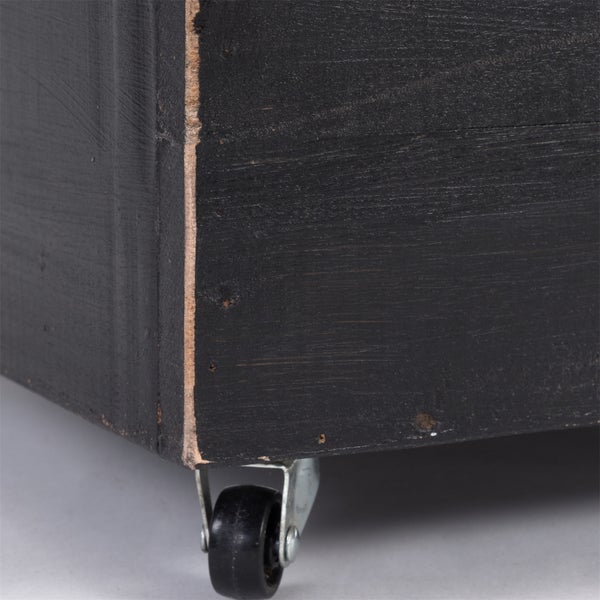 Holzkiste BOX Recyclingholz massiv, mit Rollen 09 voodoo - schwarz