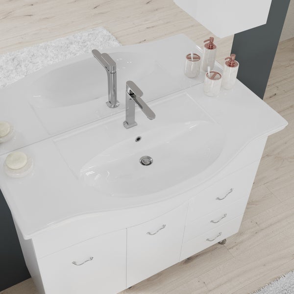 Möbelset für das Badezimmer auf Füßen mit Beleuchtung | Easy
