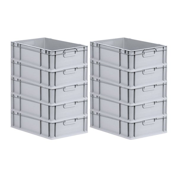 PROREGAL Spar Set 10x Eurobox Nextgen Economy Mit Scharnierdeckel & Grünen Schiebeschnappverschlüssen Griffe Geschlossen HxBxT 17 x 40 x 60 cm