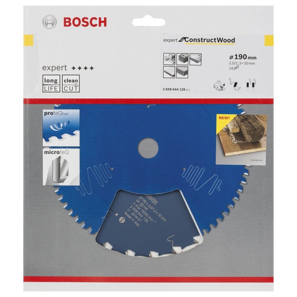 Bosch Kreissägeblatt Expert for Construct Wood für Handkreissägen 190 x 30 x 2 mm 24 - 2608644139