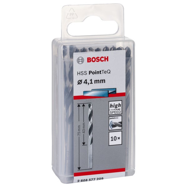 Bosch Logo. HSS PointTeQ Bohrer Set, Durchmesser 4,1 mm, 10 Stück.