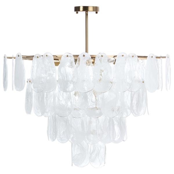 Mehrstufiger Kronleuchter mit dekorativen Glaselementen