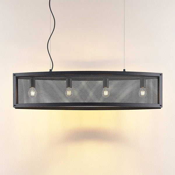 Lindby Pendelleuchte Mizgin (Landhaus, Vintage Rustikal) in Schwarz aus Metall (4 flammig E27) - Deckenlampe Esstischlampe Hängelampe Hängeleuchte Wohnzimmerleuchte