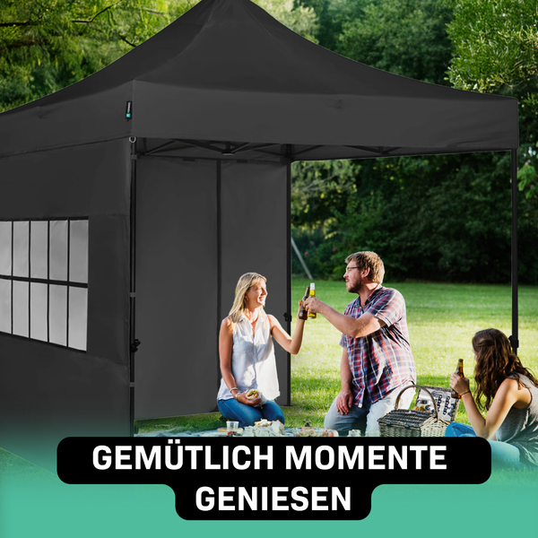 VONROC Pavillon 3x3m wasserdicht stabil - Partyzelt EasyUp System [3Min Aufbau] Popup Faltpavillon modular erweiterbar als Festival Zelt, Gartenpavillon