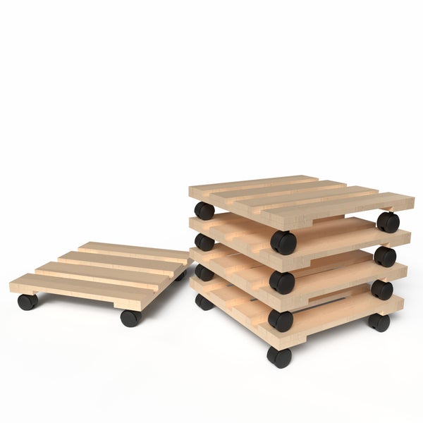 Holzrollbrett mit Rollen, stapelbar