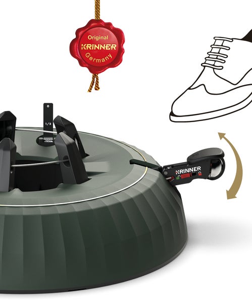 Krinner Christbaumständer mit Fußhebelbedienung und Ursprungszeichen Deutschland