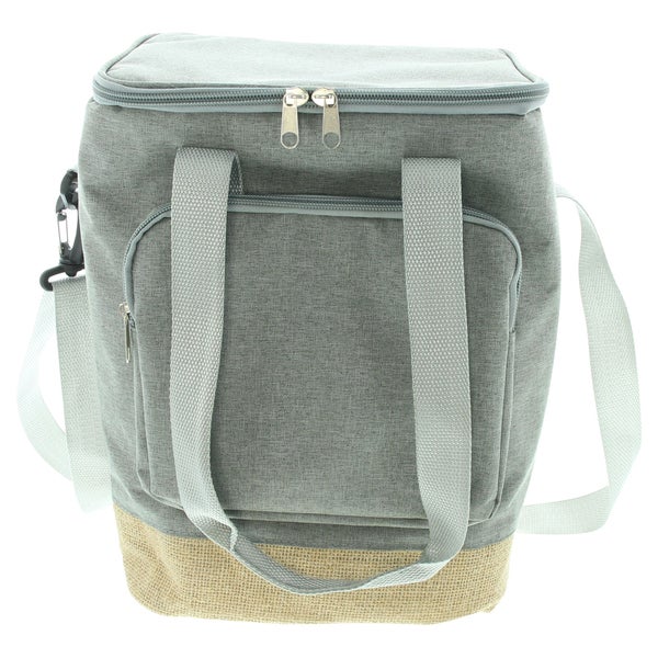 FRANK FLECHTWAREN | Kühltasche Grey, POLYESTER, LEINEN, ALUMINIUM, 24 x 18 x 34 cm