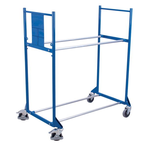 Blauer Materialwagen mit Rollen