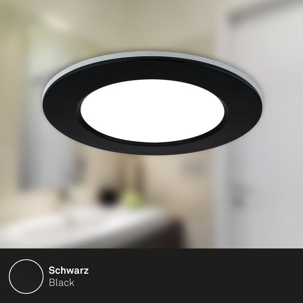 LED Einbauleuchten Bad 3x5W dimmbar Fernbedienung IP44 schwarz Ø9,2cm Briloner