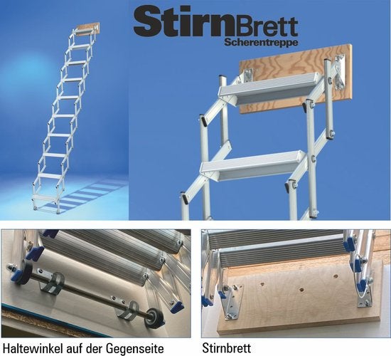 Scherentreppe aus Aluminium mit Stirnbrett