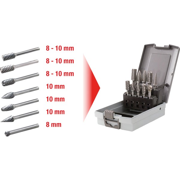 KS TOOLS HM Frässtift-Satz Kunststoffkassette 10tlg. - 515.3220
