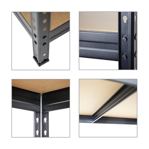 PROREGAL Schwerlastregal Rivet HxBxT 180 x 90 x 60 cm Fachlast 250 kg Innovatives Stecksystem Schwarz