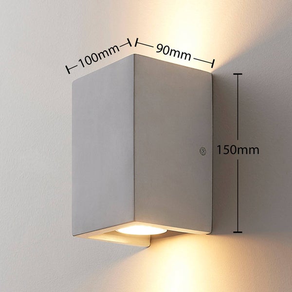 Lindby Beton Wandleuchte, Wandlampe Innen Gerda (Modern) in Alu aus (2 flammig GU10) - Wandstrahler Wandbeleuchtung Schlafzimmer / Wohnzimmer Licht nach oben & unten Flurleuchte