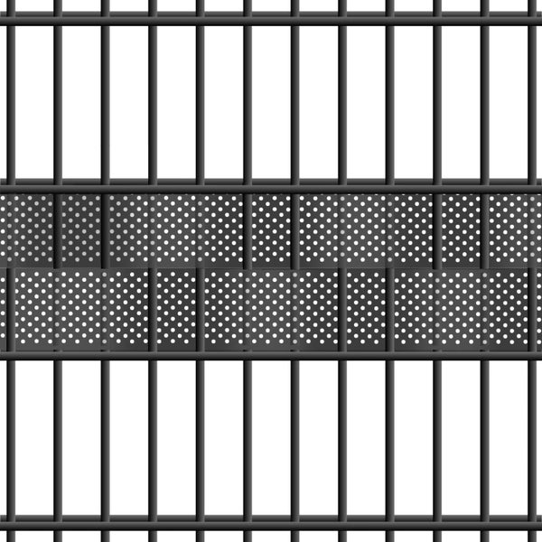 Zaunelement mit vertikalen Streben und Lochblech