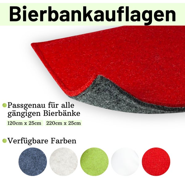 Sensalux gepolsterte Bierbank-Auflagen, 2er Set, Klettverschluss, Kunstleder, Grau - Weiß, 220cm x 25cm