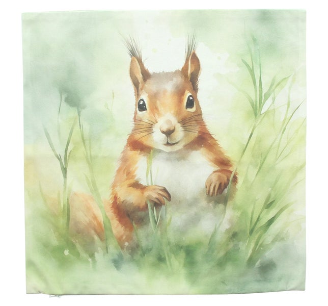 Kissen mit Aquarell-Eichhörnchenmotiv