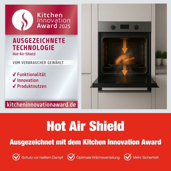 Telefunken Backofen Einbaubackofen autark 78 Liter Hot Air Shield 60 cm Einbau Ofen ohne Kochfeld Schwarz