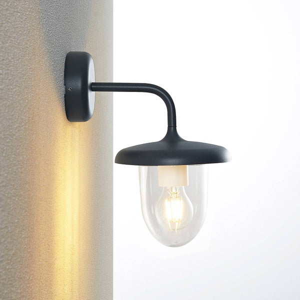 PRIOS Wandleuchte außen Larkumi (spritzwassergeschützt (Modern) in Alu aus Aluminium (1 flammig, E27) - Außenwandleuchten Wandlampe Led Außenlampe Outdoor für Außenwand/Hauswand Haus