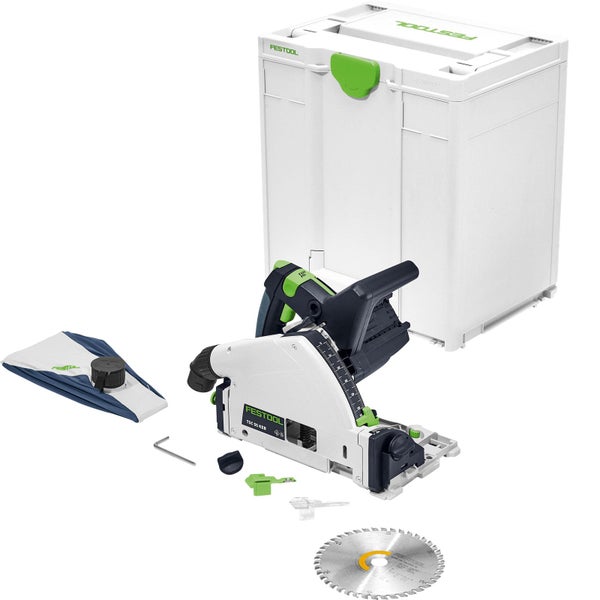 Festool Tauchsäge TSC 55 KEB mit Sägeblatt, Staubsack, Zubehör und Systainer Transportkoffer.