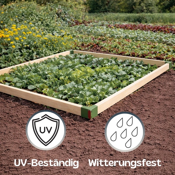 Hochbeet aus Holz im Garten mit UV-beständig und witterungsfest Siegel