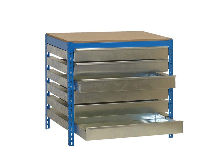 PROREGAL Werkbank Buffalo mit Schubfächern HxBxT 84 x 120 x 76 cm Traglast 600 kg Blau