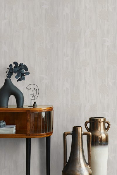 Tapete Weiß Floral Klassisch für Wohnzimmer Schlafzimmer MADE IN GERMANY 10,05 x 0,53m