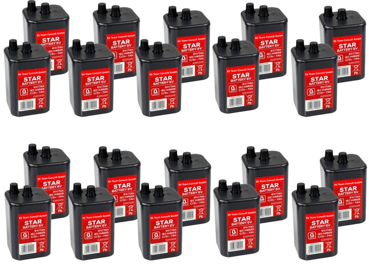 UvV STAR Blockbatterie 7 Ah für Warnleuchten, Baustellen Typ 4R25 6 Volt / 20 Stück