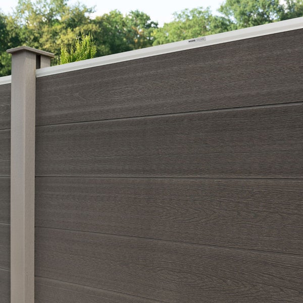 Home Deluxe WPC Sichtschutzzaun CALLADO - 1 x Element + 2 x Pfosten | Sichtschutz Holzoptik, WPC Zaun Anthrazit, WPC Stecksystem Zaun