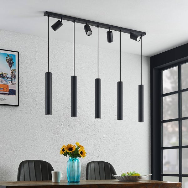 Lindby Pendelleuchte Sanad (Modern) in Schwarz aus Metall (9 flammig, GU10) - Deckenlampe Esstischlampe Hängelampe Hängeleuchte Wohnzimmerleuchte