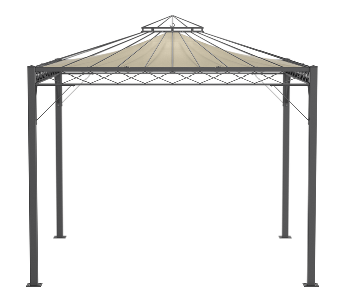 Pavillon ELEO Trento 3 x 3 m anthrazit - pulverbeschichtet | mit Sonnensegel ecru