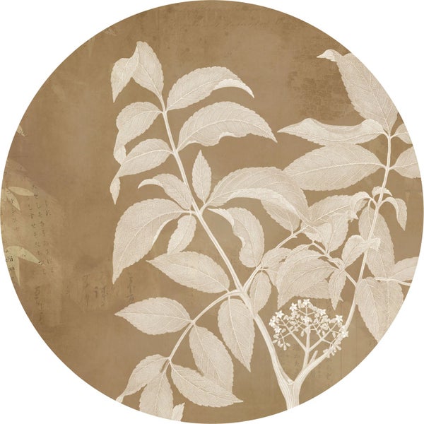 Dekorative Wandgestaltung mit Pflanzenmotiven auf einem Wandpaneel