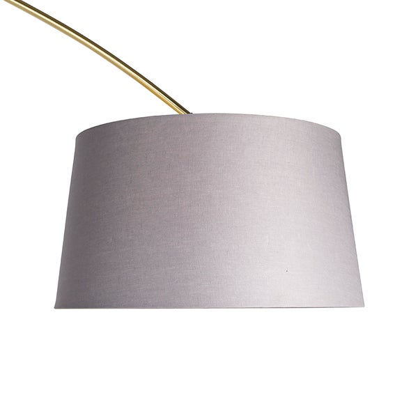 Grauer Lampenschirm an goldfarbener Stange