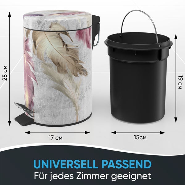 Treteimer mit Federdesign und herausnehmbarem Eimer mit den Maßen 25 x 17 x 15 cm