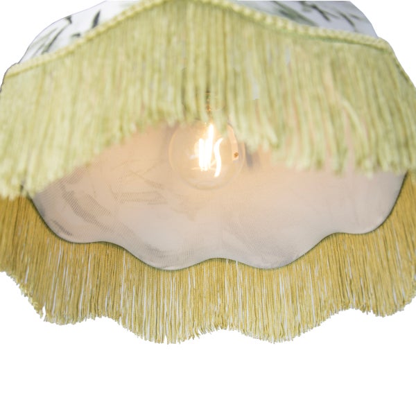 Lampenschirm im Vintage Stil mit gewelltem Rand und Fransen inklusive Leuchtmittel