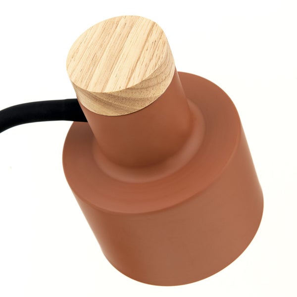 Tischleuchte aus Holz und Terrakotta