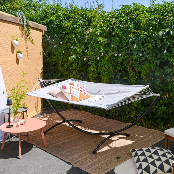 AMANKA Doppel Hängematte mit Gestell - 200x120 Garten Hängeliege  Outdoor Hängemattengestell Metall