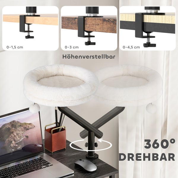 Katzenbett mit Tischbefestigung, höhenverstellbar und 360 Grad drehbar