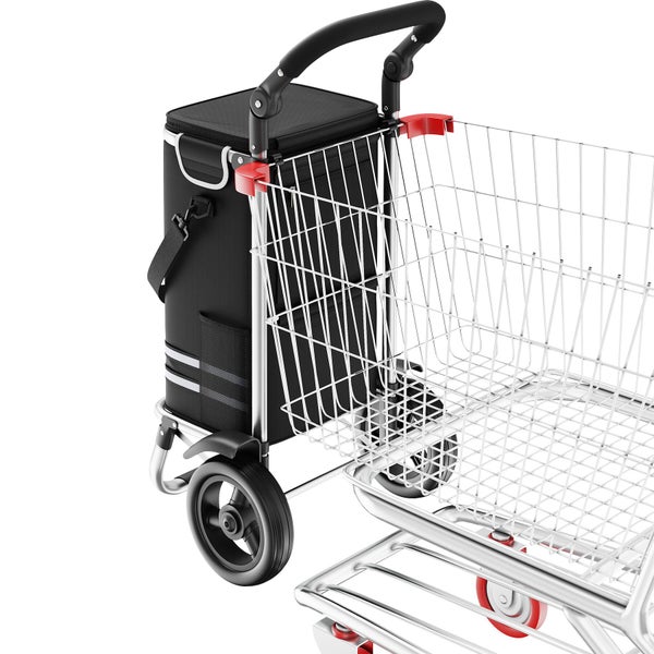 Einkaufstrolley mit Kühltasche und Metallkorb