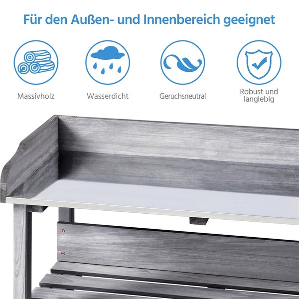 Geeignet für den Aussen- und Innenbereich: Massivholz, wasserdicht, geruchsneutral, robust und langlebig