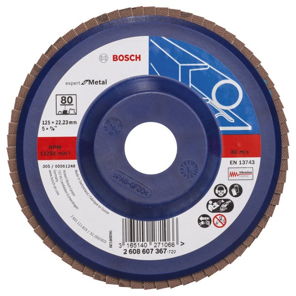 Bosch Fächerschleifscheibe Expert for Metal 125 22,23 80 gerade Kunststoffteller - 2608607367
