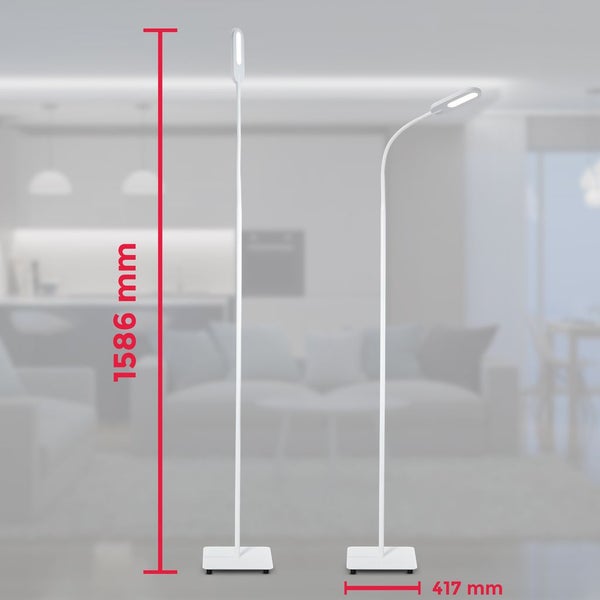 Stehlampe - 6,5W, 600lm, LED, dimmbar, touch, schwenkbar, CCT, Weiß