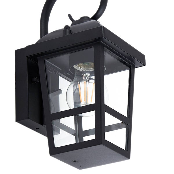 Lindby Wandleuchte außen (Laterne) Eloane (spritzwassergeschützt (Modern) in Schwarz aus Edelstahl (1 flammig, E27) - Außenwandleuchten Wandlampe Led Außenlampe Outdoor für