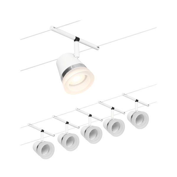 CorDuo Seilsystem Cone Basisset GU5,3 max. 5x10W 230/12V Weiß matt, Chrom