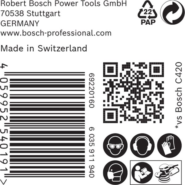 Robert Bosch Power Tools GmbH Firmeninformationen, Barcode, QR Code und Sicherheitshinweise